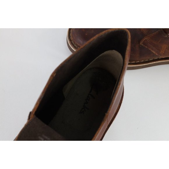 Vintage Clarks Mens 12 Distressed Leather Bushacre Desert Chukka Boots Brown main image 7